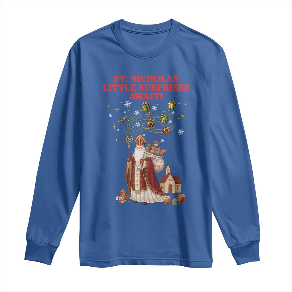 Saint Nicholas Santa Claus Christmas Long Sleeve Shirt Little Surprises Awaiti TS14 Royal Blue Print Your Wear