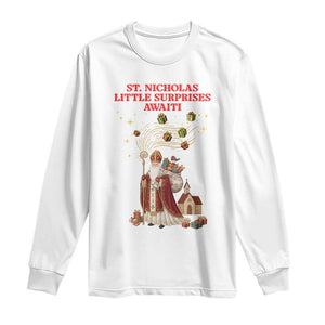 Saint Nicholas Santa Claus Christmas Long Sleeve Shirt Little Surprises Awaiti TS14 White Print Your Wear
