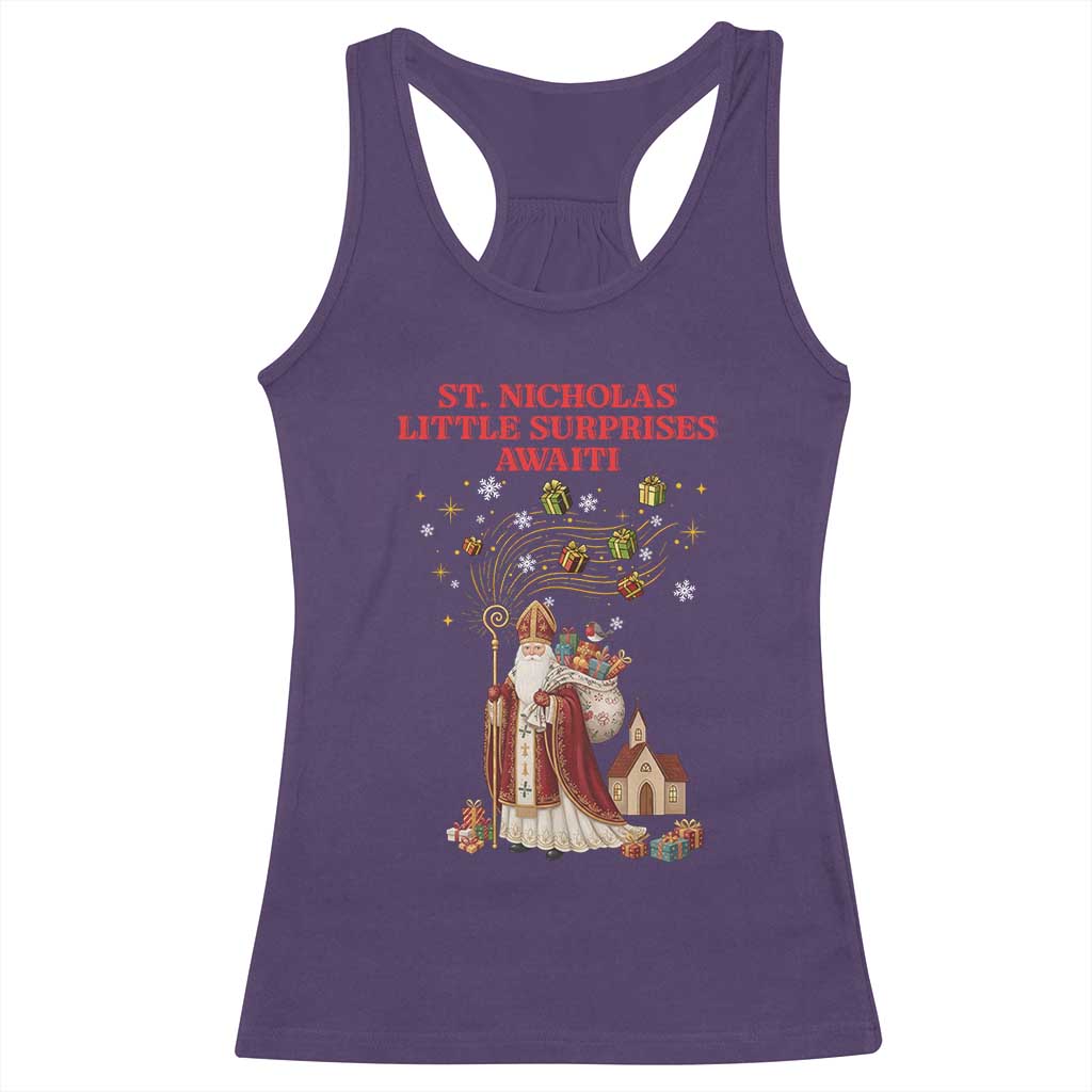 Saint Nicholas Santa Claus Christmas Racerback Tank Top Little Surprises Awaiti TS14 Purple Print Your Wear