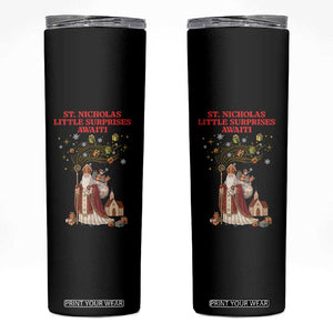 Saint Nicholas Santa Claus Christmas Skinny Tumbler Little Surprises Awaiti TS14 Black Print Your Wear