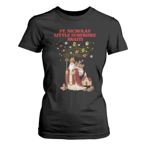 Saint Nicholas Santa Claus Christmas T Shirt For Women Little Surprises Awaiti TS14 Black Print Your Wear