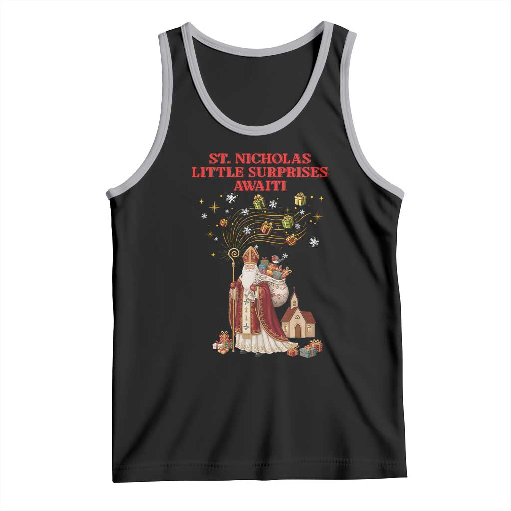 Saint Nicholas Santa Claus Christmas Tank Top Little Surprises Awaiti TS14 Black Athletic Heather Print Your Wear