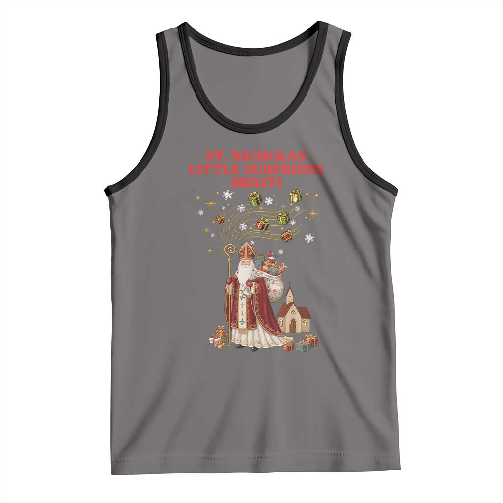 Saint Nicholas Santa Claus Christmas Tank Top Little Surprises Awaiti TS14 Deep Heather Black Print Your Wear