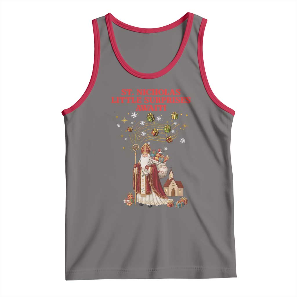 Saint Nicholas Santa Claus Christmas Tank Top Little Surprises Awaiti TS14 Deep Heather Red Print Your Wear