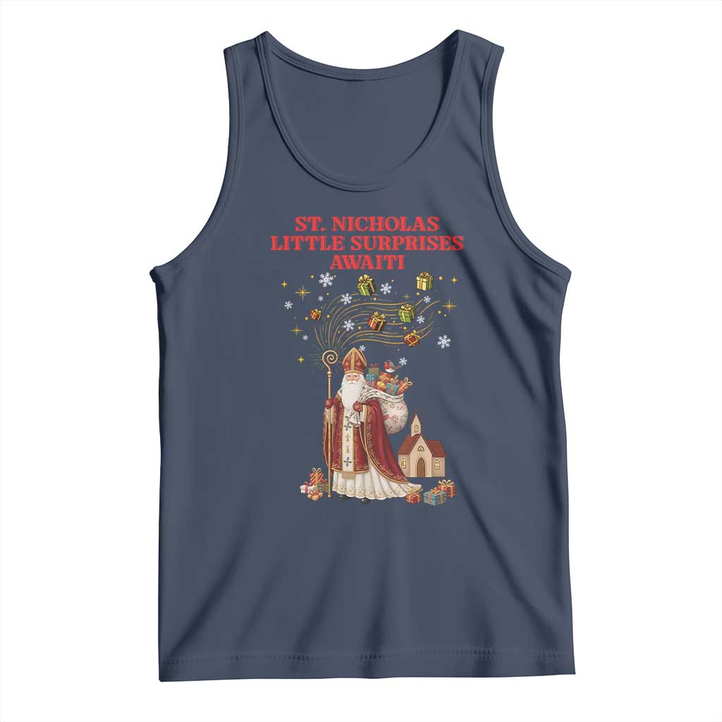 Saint Nicholas Santa Claus Christmas Tank Top Little Surprises Awaiti TS14 Navy Print Your Wear