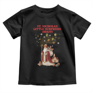 Saint Nicholas Santa Claus Christmas Toddler T Shirt Little Surprises Awaiti TS14 Black Print Your Wear