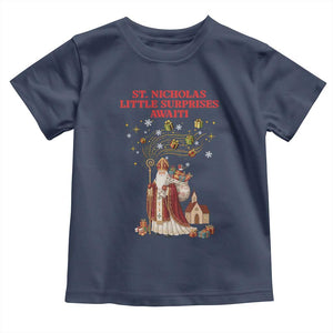 Saint Nicholas Santa Claus Christmas Toddler T Shirt Little Surprises Awaiti TS14 Navy Print Your Wear