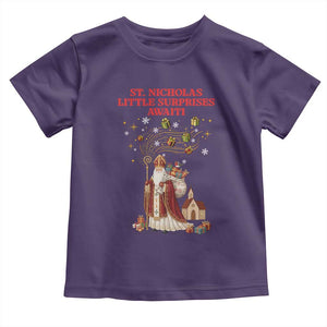 Saint Nicholas Santa Claus Christmas Toddler T Shirt Little Surprises Awaiti TS14 Purple Print Your Wear