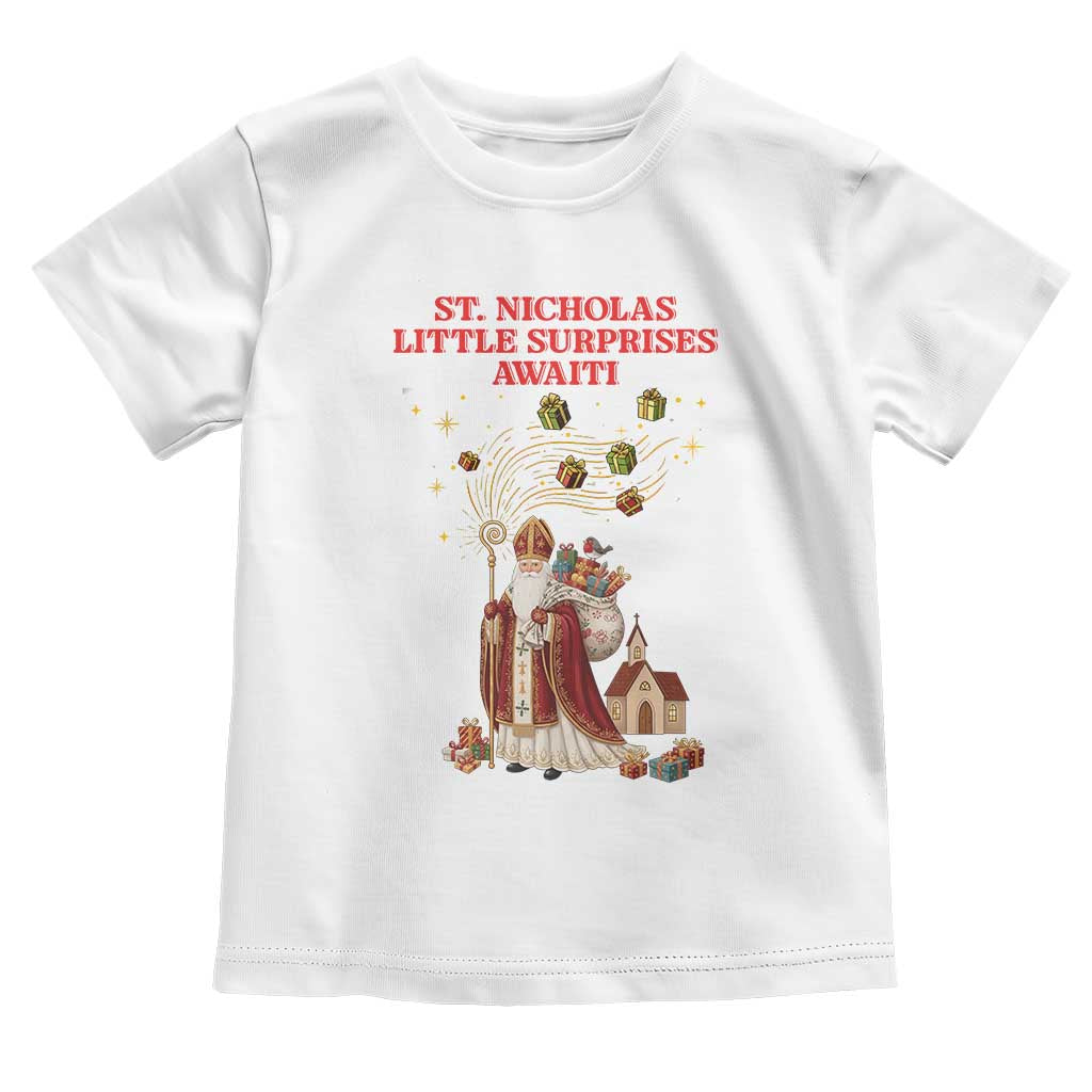 Saint Nicholas Santa Claus Christmas Toddler T Shirt Little Surprises Awaiti TS14 White Print Your Wear