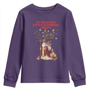 Saint Nicholas Santa Claus Christmas Youth Sweatshirt Little Surprises Awaiti TS14 Purple Print Your Wear