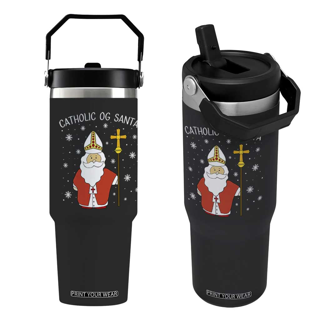 Saint Nicholas Catholic Christmas Flip Straw Tumbler TS14 One Size: 30 oz Black Print Your Wear