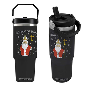 Saint Nicholas Catholic Christmas Flip Straw Tumbler TS14 One Size: 30 oz Black Print Your Wear