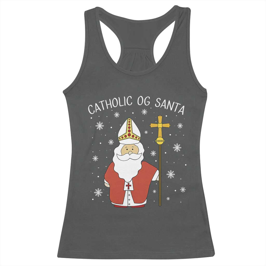 Saint Nicholas Catholic Christmas Racerback Tank Top TS14 Dark Heather Print Your Wear