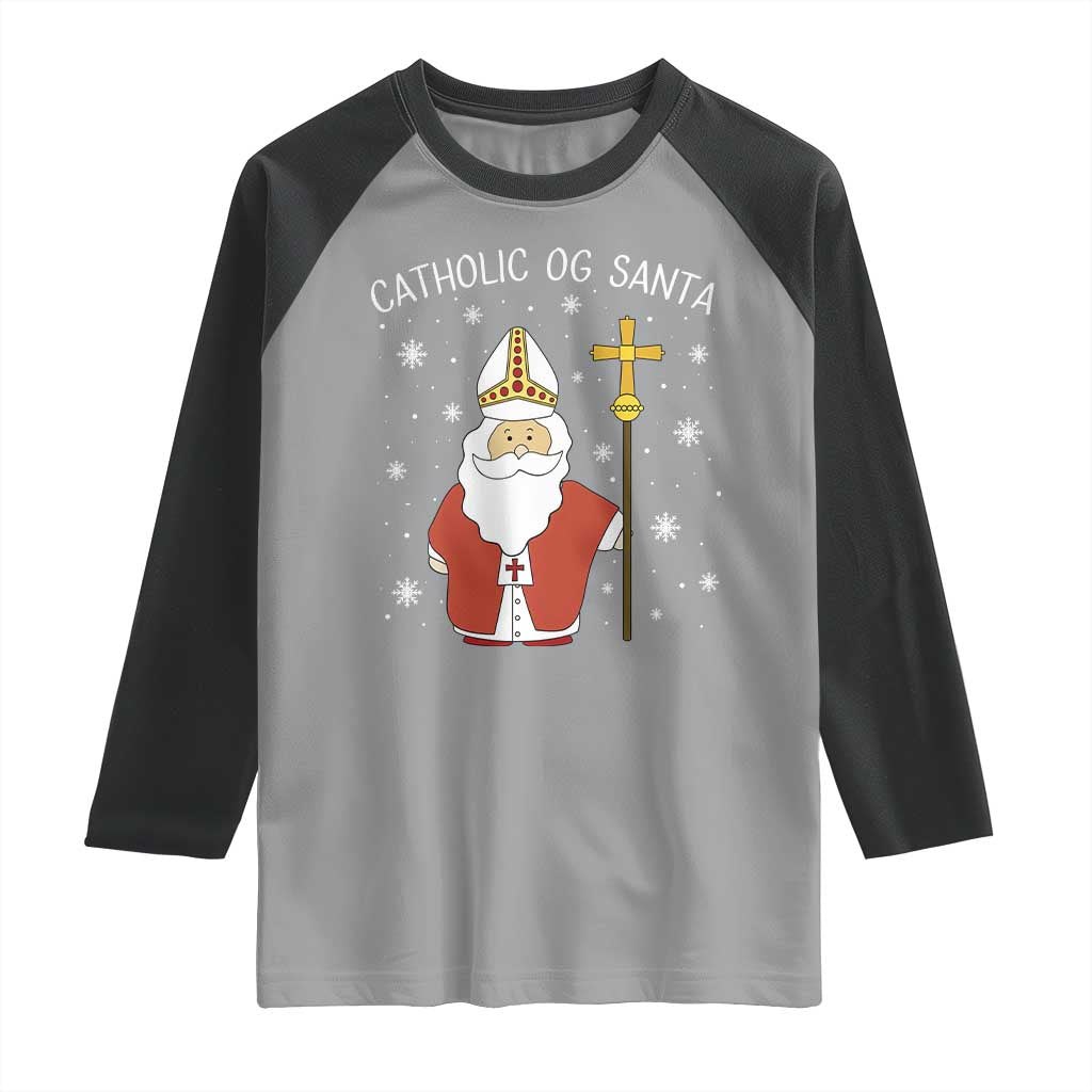 Saint Nicholas Catholic Christmas Raglan Shirt TS14 Sport Gray Black Print Your Wear