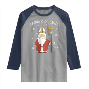 Saint Nicholas Catholic Christmas Raglan Shirt TS14 Sport Gray Navy Print Your Wear