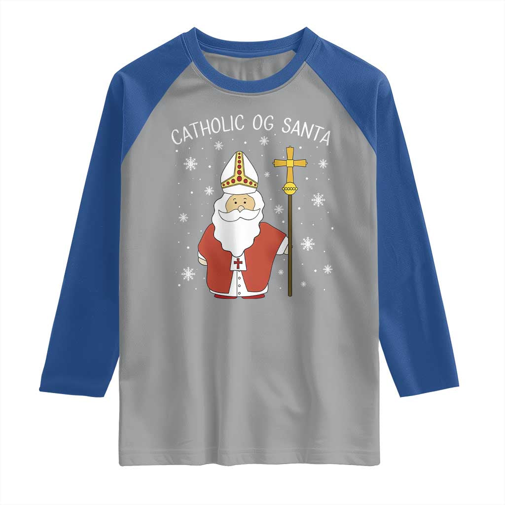 Saint Nicholas Catholic Christmas Raglan Shirt TS14 Sport Gray Royal Print Your Wear
