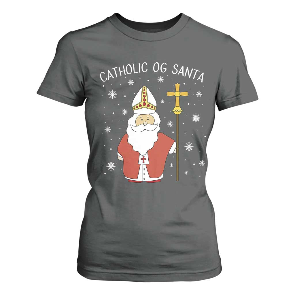 Saint Nicholas Catholic Christmas T Shirt For Women TS14 Dark Heather Print Your Wear
