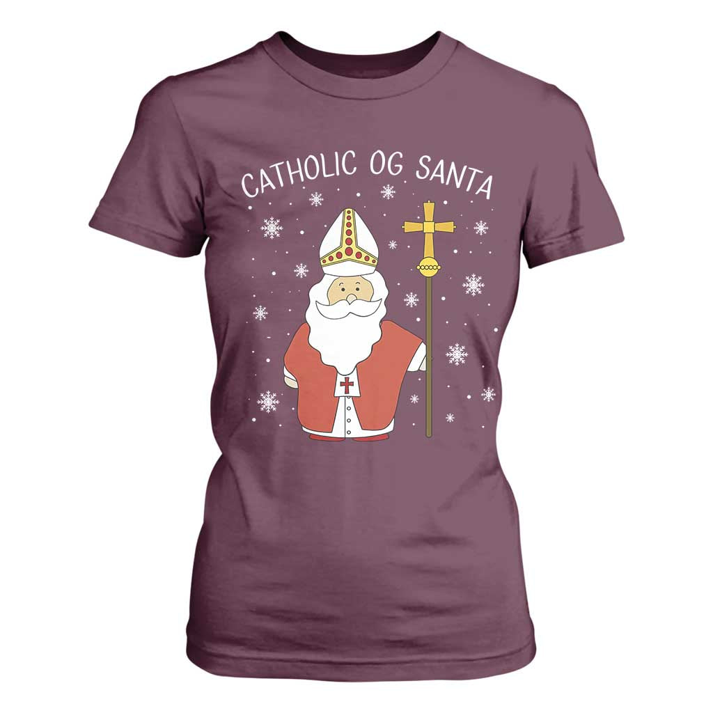 Saint Nicholas Catholic Christmas T Shirt For Women TS14 Maroon Print Your Wear