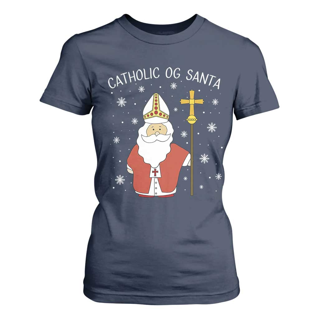 Saint Nicholas Catholic Christmas T Shirt For Women TS14 Navy Print Your Wear