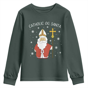 Saint Nicholas Catholic Christmas Youth Sweatshirt TS14 Dark Forest Green Print Your Wear