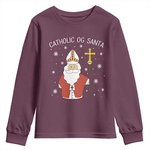 Saint Nicholas Catholic Christmas Youth Sweatshirt TS14 Maroon Print Your Wear