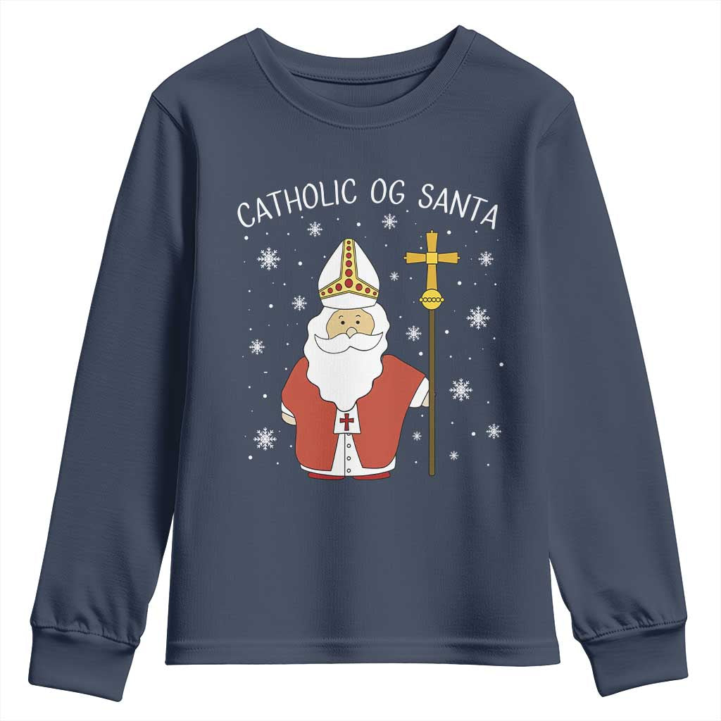 Saint Nicholas Catholic Christmas Youth Sweatshirt TS14 Navy Print Your Wear
