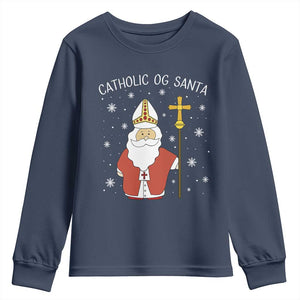 Saint Nicholas Catholic Christmas Youth Sweatshirt TS14 Navy Print Your Wear