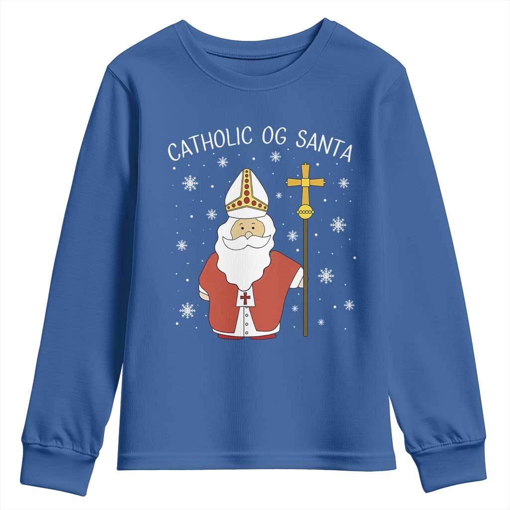 Saint Nicholas Catholic Christmas Youth Sweatshirt TS14 Royal Blue Print Your Wear