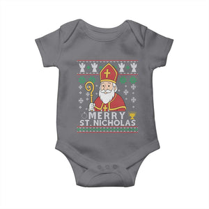 Saint Nicholas Santa Claus Christmas Baby Onesie TS14 Charcoal Print Your Wear