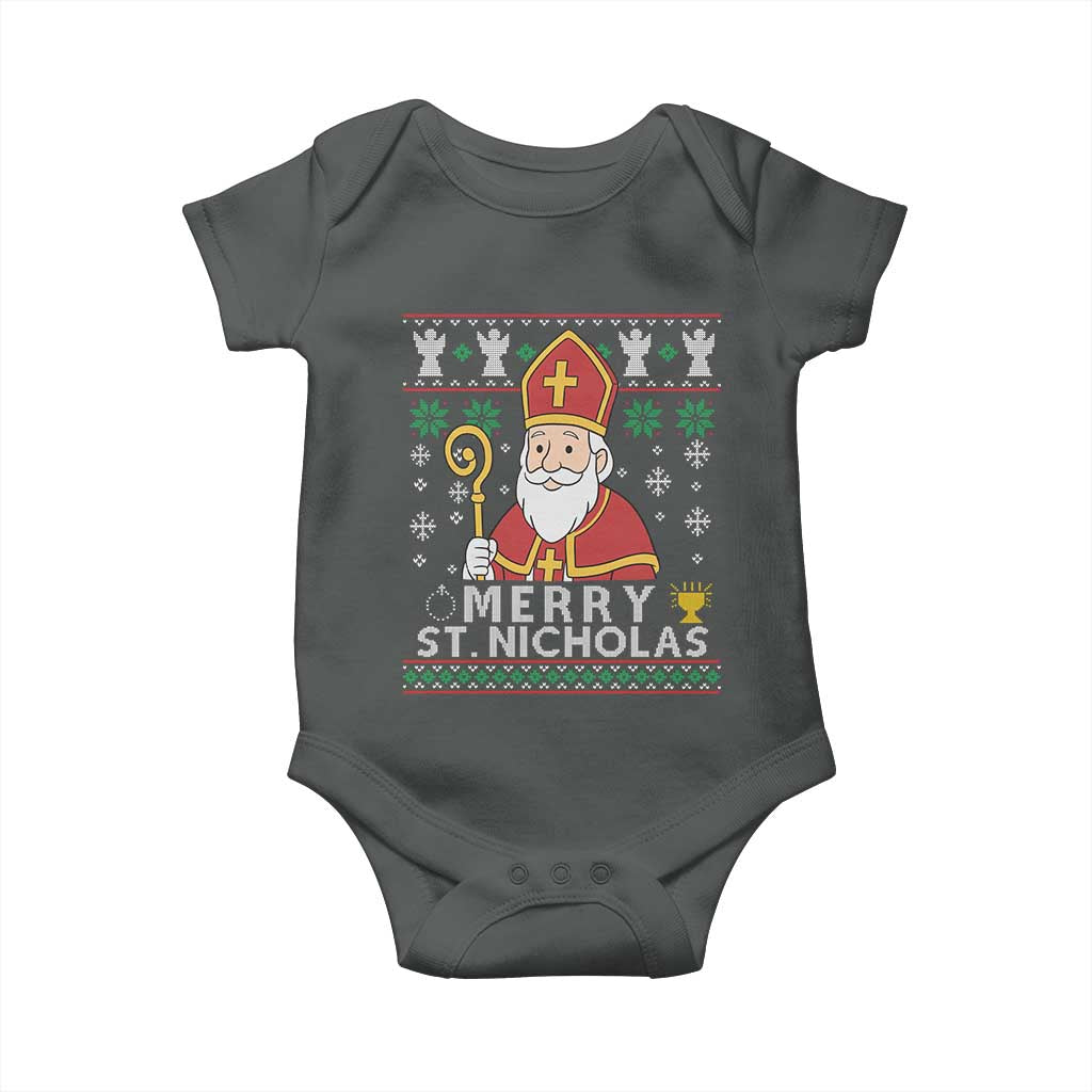 Saint Nicholas Santa Claus Christmas Baby Onesie TS14 Dark Heather Print Your Wear