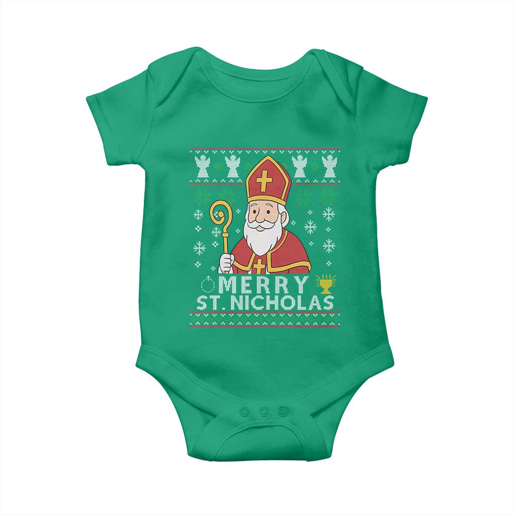 Saint Nicholas Santa Claus Christmas Baby Onesie TS14 Irish Green Print Your Wear