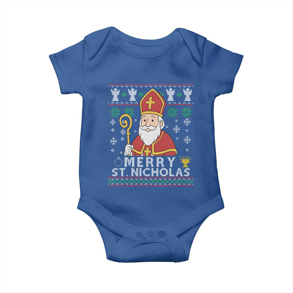 Saint Nicholas Santa Claus Christmas Baby Onesie TS14 Royal Blue Print Your Wear