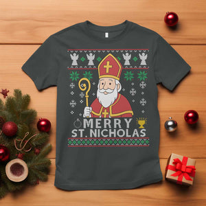 Saint Nicholas Santa Claus Christmas T Shirt TS14 Dark Heather Print Your Wear