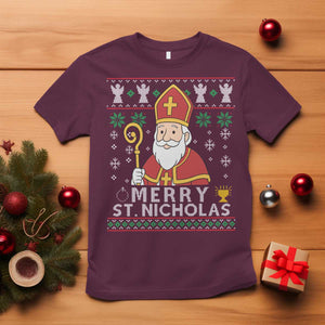 Saint Nicholas Santa Claus Christmas T Shirt TS14 Maroon Print Your Wear