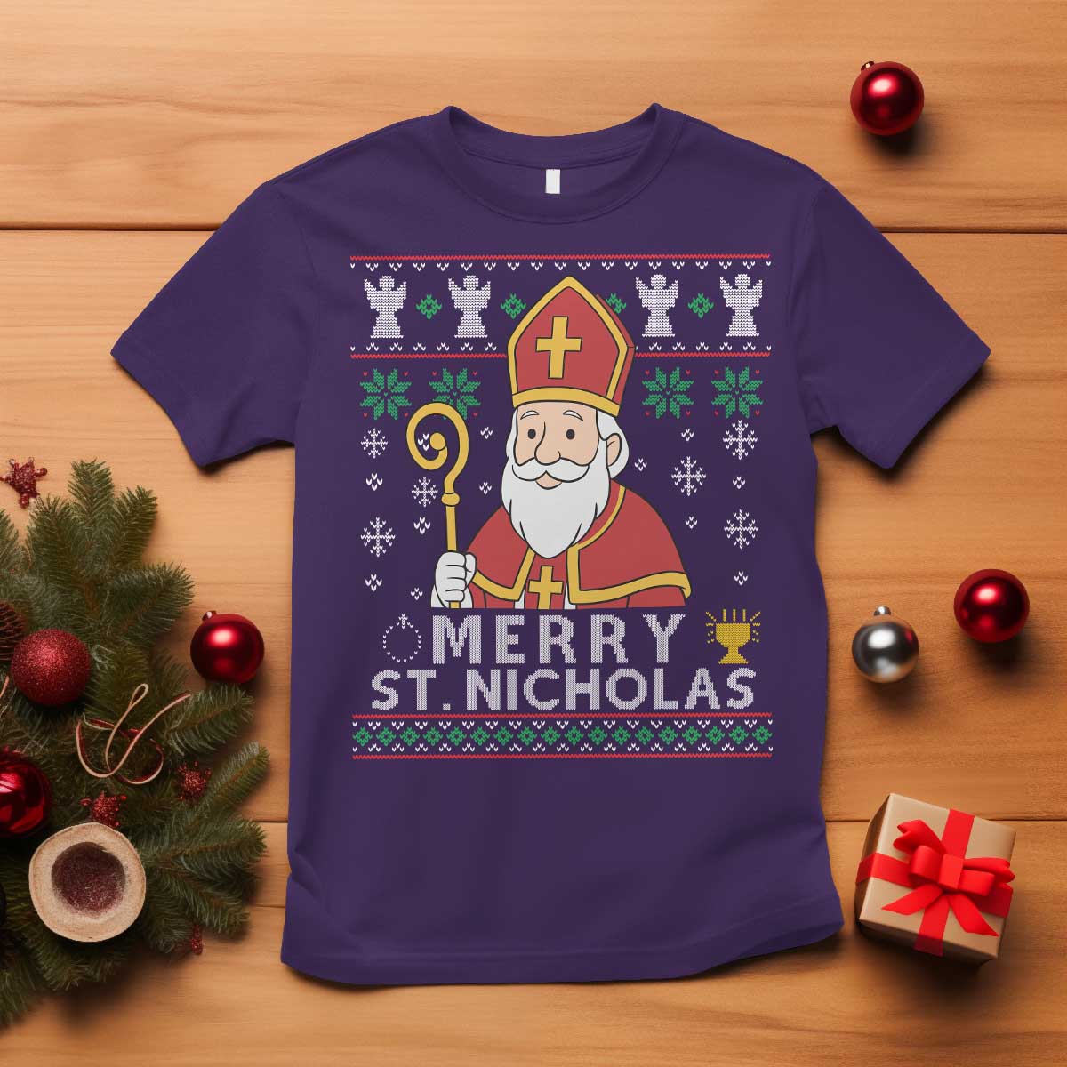 Saint Nicholas Santa Claus Christmas T Shirt TS14 Purple Print Your Wear