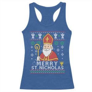 Saint Nicholas Santa Claus Christmas Racerback Tank Top TS14 Royal Blue Print Your Wear