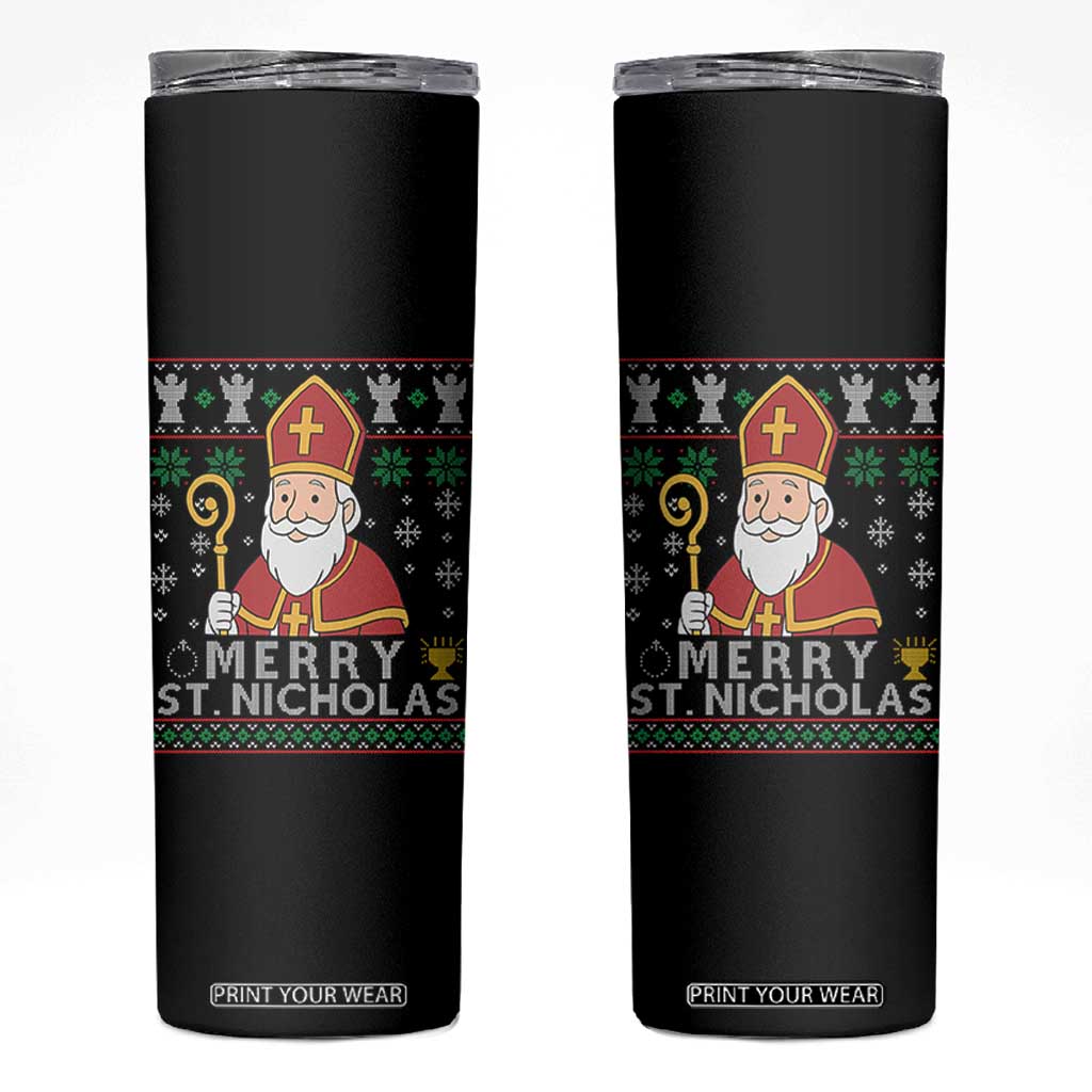 Saint Nicholas Santa Claus Christmas Skinny Tumbler TS14 Black Print Your Wear