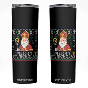 Saint Nicholas Santa Claus Christmas Skinny Tumbler TS14 Black Print Your Wear
