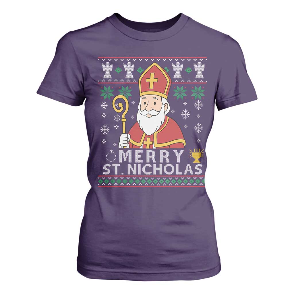 Saint Nicholas Santa Claus Christmas T Shirt For Women TS14 Purple Print Your Wear