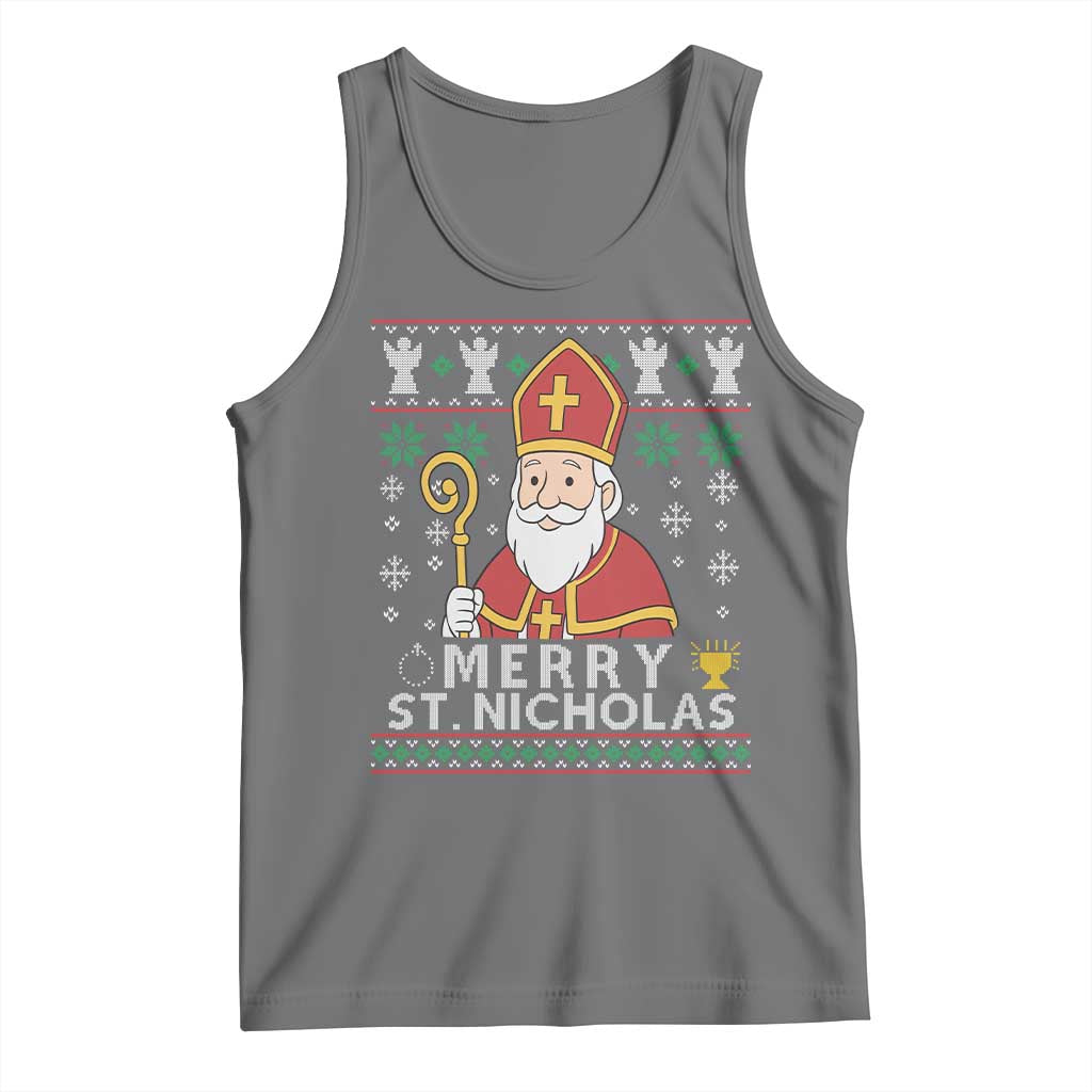 Saint Nicholas Santa Claus Christmas Tank Top TS14 Black Heather Print Your Wear