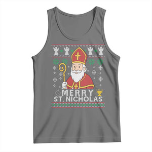 Saint Nicholas Santa Claus Christmas Tank Top TS14 Black Heather Print Your Wear