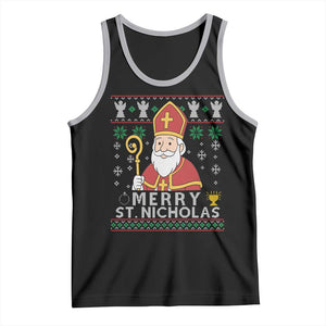 Saint Nicholas Santa Claus Christmas Tank Top TS14 Black Athletic Heather Print Your Wear