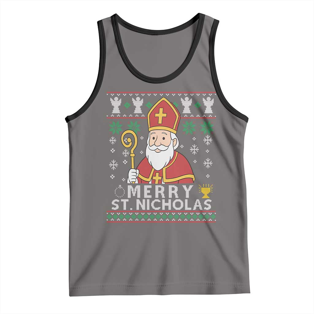 Saint Nicholas Santa Claus Christmas Tank Top TS14 Deep Heather Black Print Your Wear