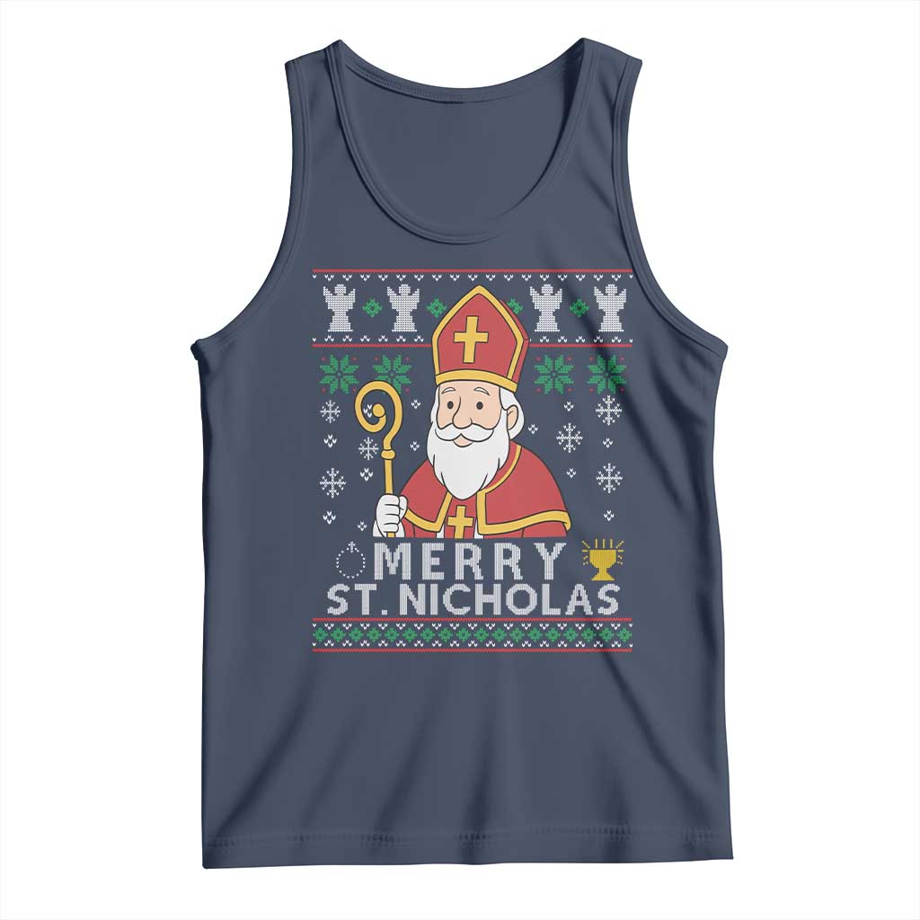 Saint Nicholas Santa Claus Christmas Tank Top TS14 Navy Print Your Wear
