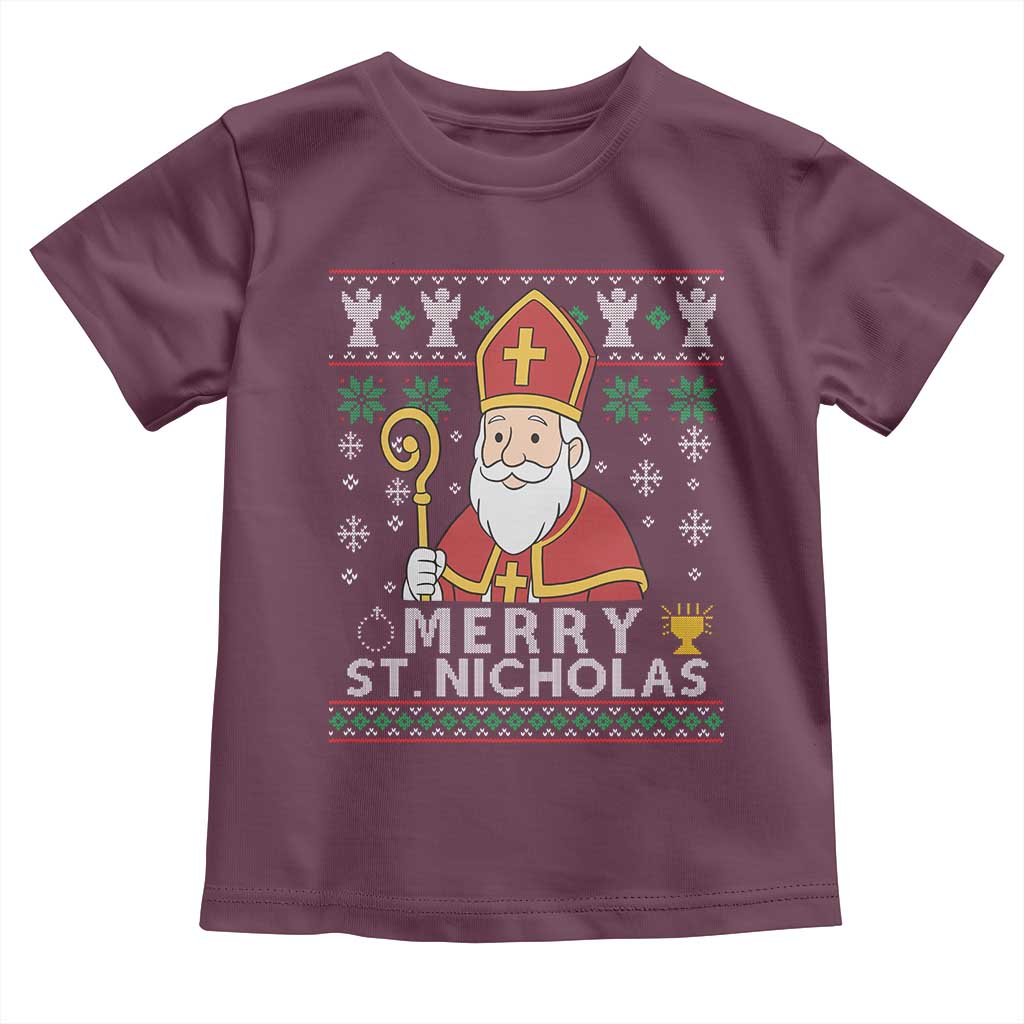 Saint Nicholas Santa Claus Christmas Toddler T Shirt TS14 Maroon Print Your Wear
