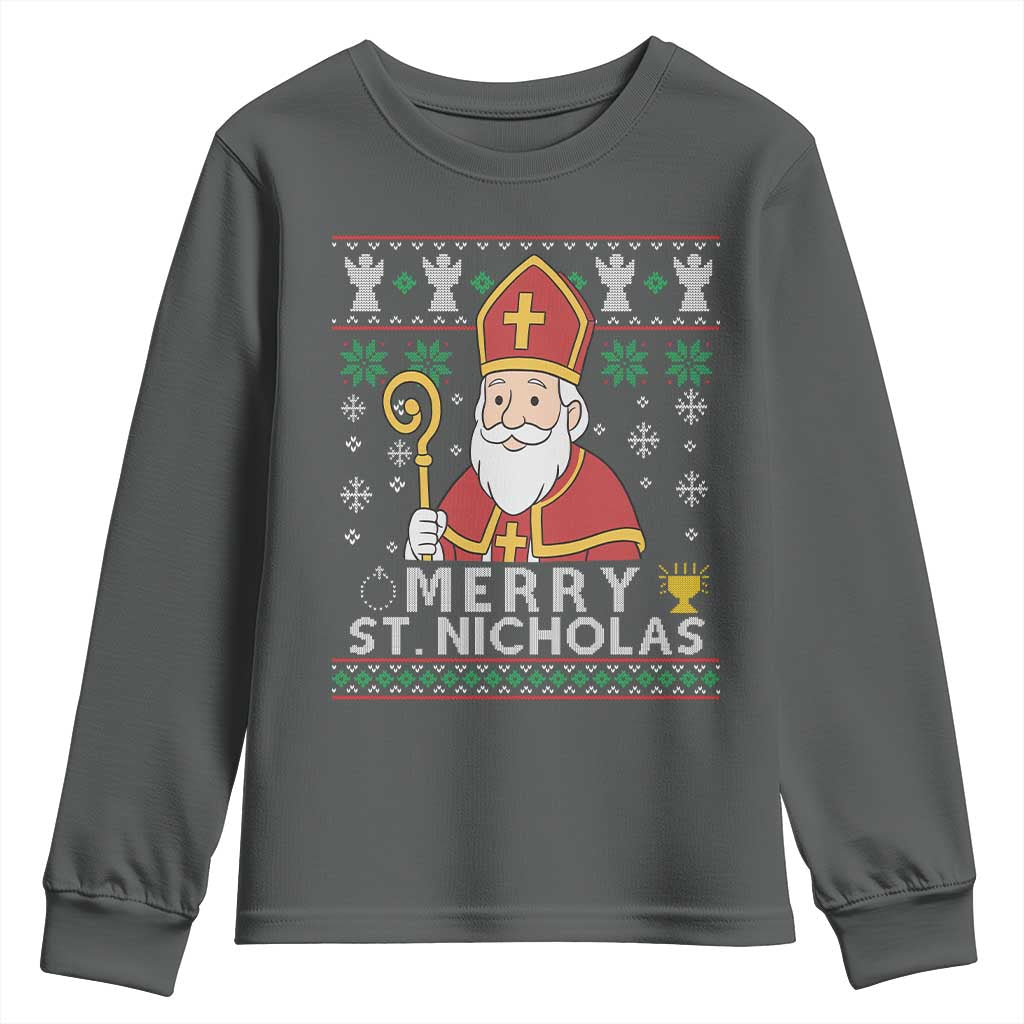Saint Nicholas Santa Claus Christmas Youth Sweatshirt TS14 Dark Heather Print Your Wear