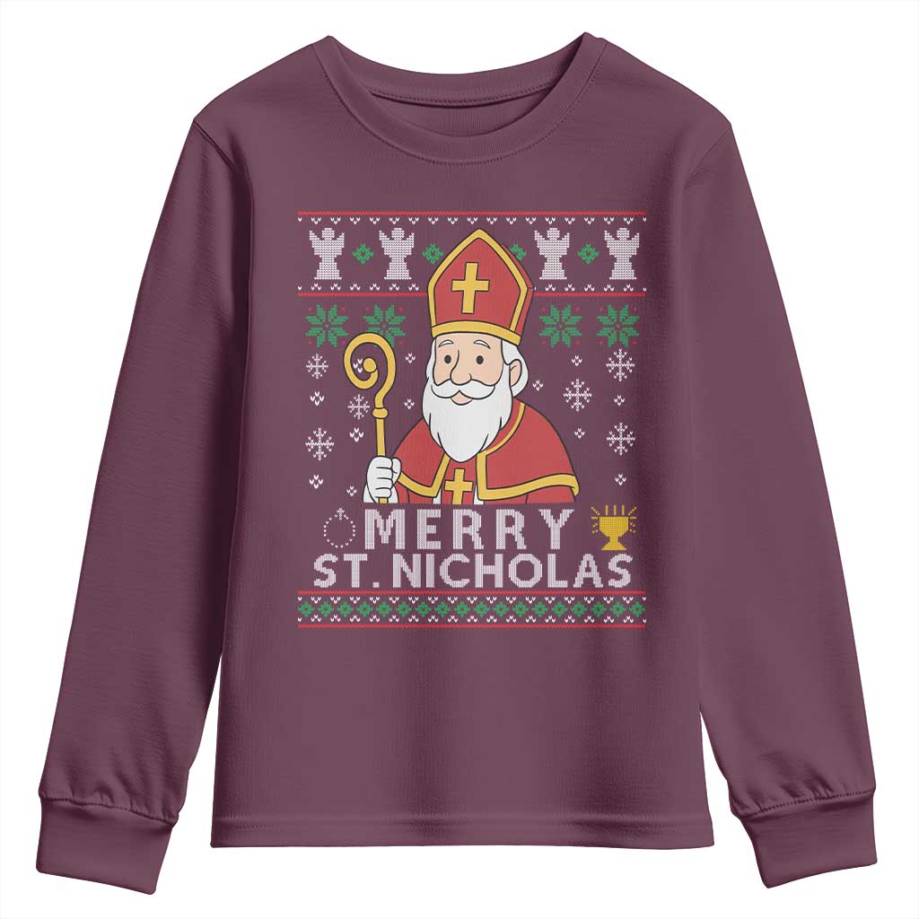 Saint Nicholas Santa Claus Christmas Youth Sweatshirt TS14 Maroon Print Your Wear