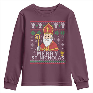 Saint Nicholas Santa Claus Christmas Youth Sweatshirt TS14 Maroon Print Your Wear