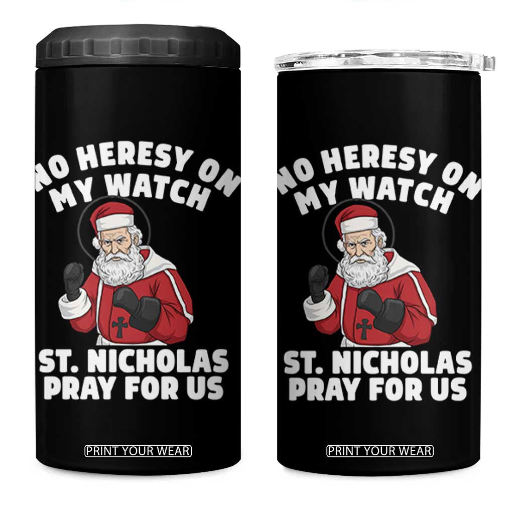 Funny Saint Nicholas Christmas 4 in 1 Can Cooler Tumbler No Heresy On My Watch St Nicholas Pray For Us Saint Nick's TS14 One Size: 16 oz Black Print Your Wear