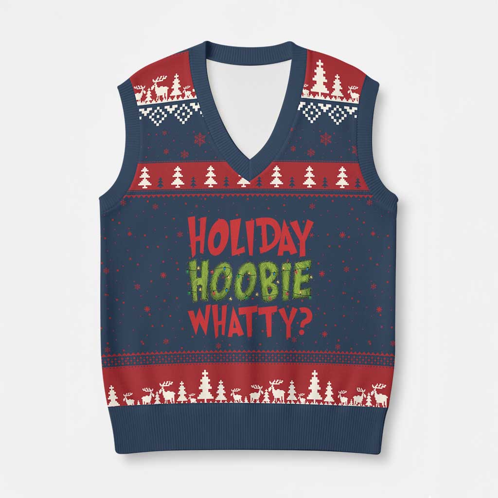Holiday Hoobie Whatty V-Neck Knit Sweater Vest Funny Xmas Movie Holiday TS14 Navy Red Print Your Wear